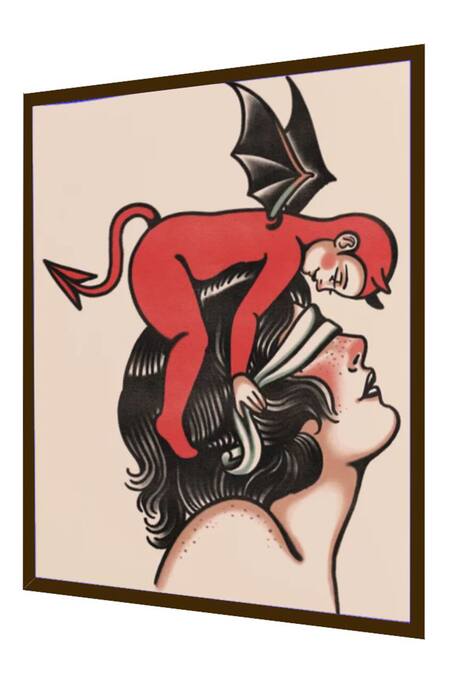 Buy_The Art House_Multi Color Canvas Handmade American Traditional Tattoo Painting_Online_at_Aza_Fashions