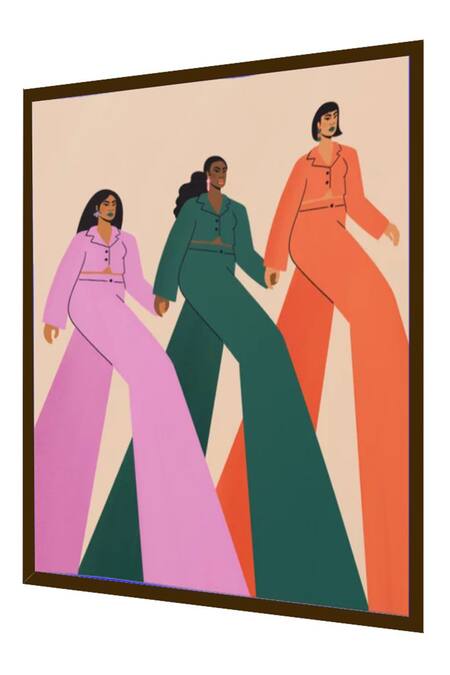 Buy_The Art House_Multi Color Canvas Handmade Abstract Women Painting_Online_at_Aza_Fashions