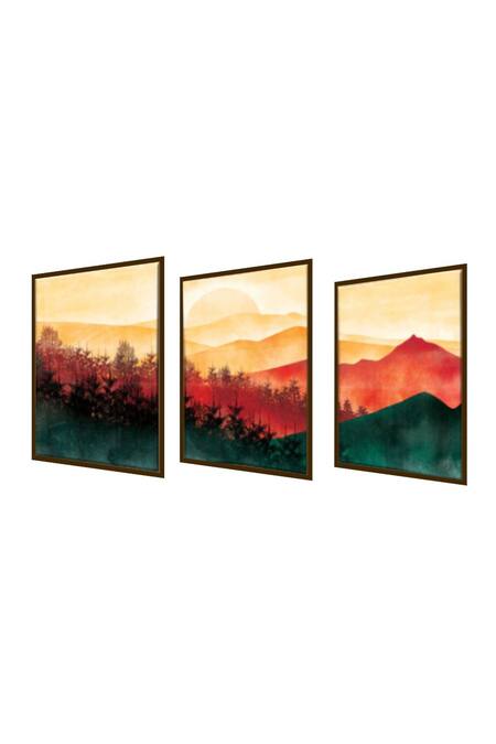 Buy_The Art House_Multi Color Canvas Handmade Landscape Painting Set Of 3_Online_at_Aza_Fashions