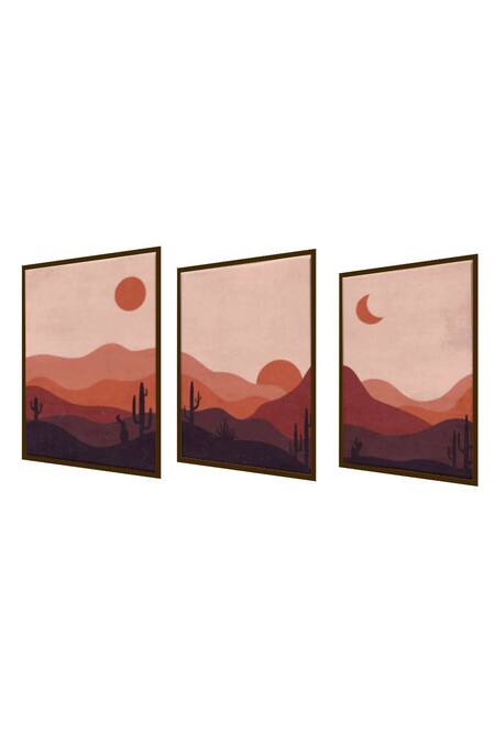 Buy_The Art House_Multi Color Canvas Handmade Scenery Paintings Set Of 3_Online_at_Aza_Fashions