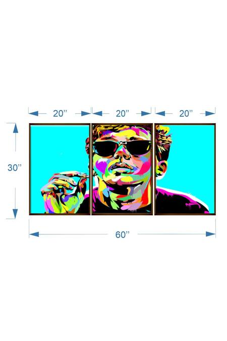 The Art House_Multi Color Canvas Handmade Abstract Man Portrait Paintings Set Of 3_Online_at_Aza_Fashions