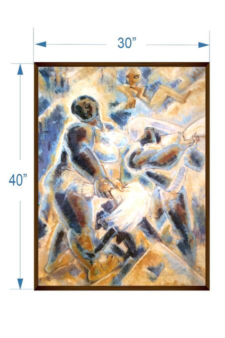 The Art House_Multi Color Canvas Handmade Abstract Human Figurine Painting_Online_at_Aza_Fashions