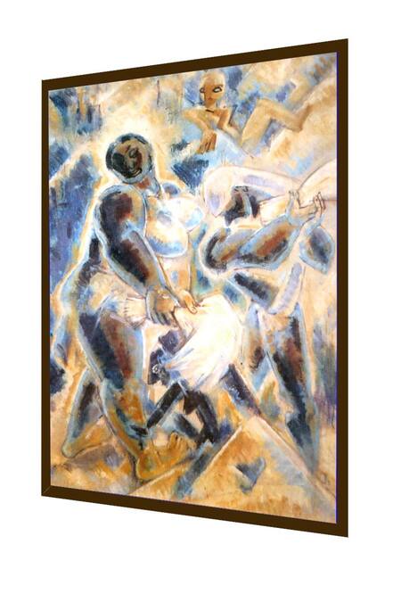 Buy_The Art House_Multi Color Canvas Handmade Abstract Human Figurine Painting_Online_at_Aza_Fashions