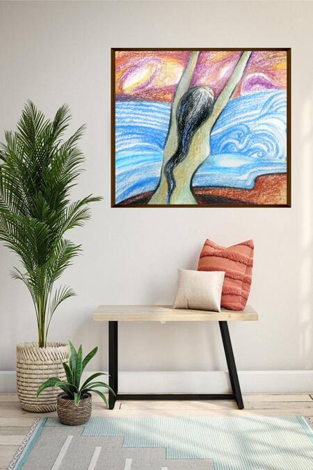 The Art House Multi Color Canvas Handmade Beach Abstract Painting