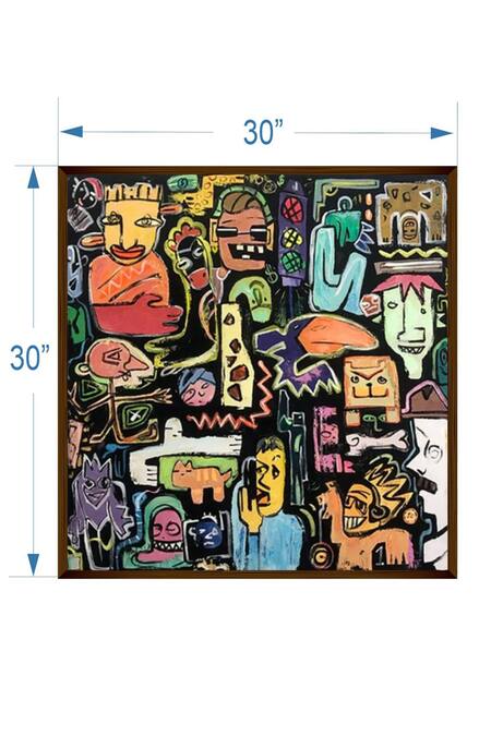 The Art House_Multi Color Canvas Handmade Abstract Doodle Painting_Online_at_Aza_Fashions