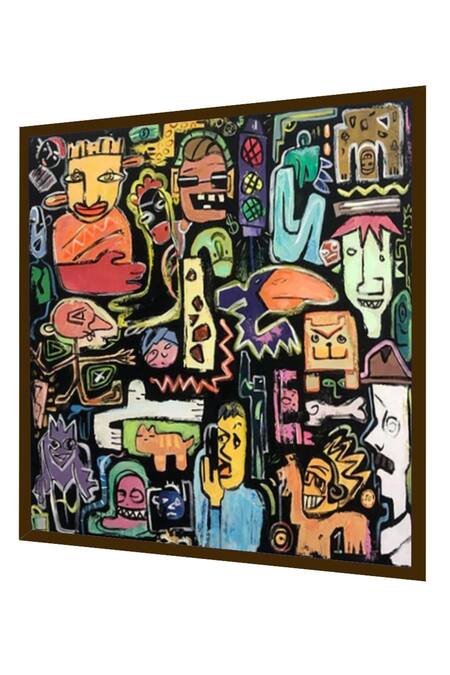 Buy_The Art House_Multi Color Canvas Handmade Abstract Doodle Painting_Online_at_Aza_Fashions
