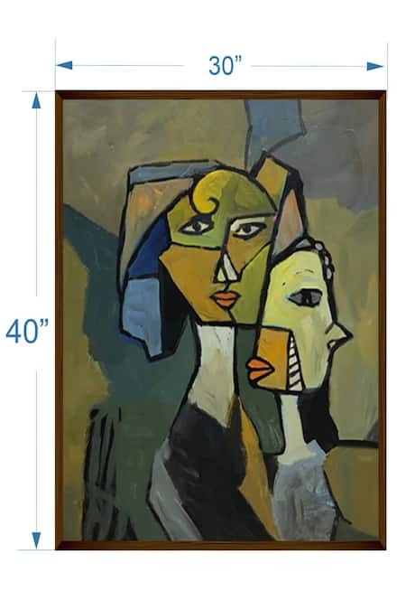The Art House_Multi Color Canvas Handmade Cubism Faces Painting_Online_at_Aza_Fashions