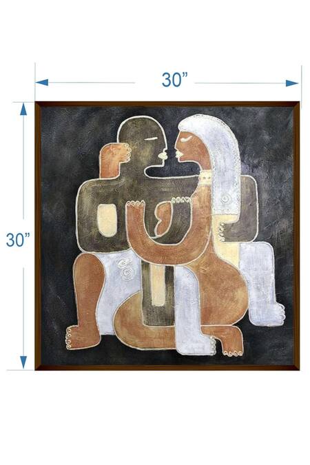 The Art House_Multi Color Canvas Handmade Abstract Human Painting_Online_at_Aza_Fashions