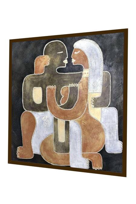 Buy_The Art House_Multi Color Canvas Handmade Abstract Human Painting_Online_at_Aza_Fashions