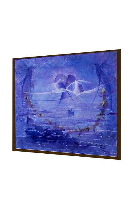 Buy_The Art House_Multi Color Canvas Handmade Abstract Underwater Painting_Online_at_Aza_Fashions