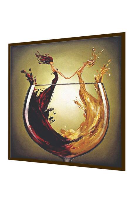 Buy_The Art House_Multi Color Canvas Handmade Wine Glass Painting_Online_at_Aza_Fashions