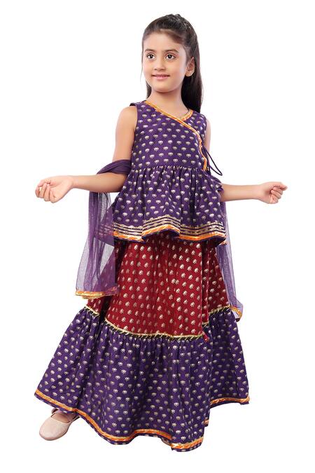 Minichic_Purple Net, Polyester Silk Floral Printed Peplum Top Skirt Set_Online_at_Aza_Fashions