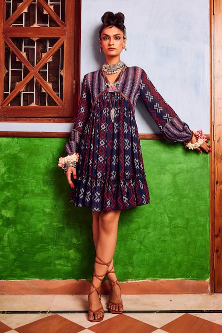 Nadima Saqib Geometric Print Dress 