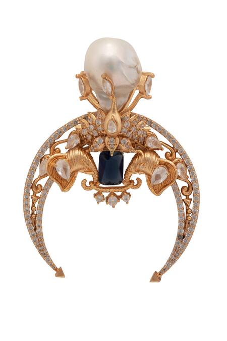 Opalina Soulful Jewellery_Pink Pearls, Crystals, Smocking Elephant Motif Earrings _at_Aza_Fashions