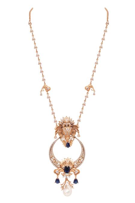 Opalina Soulful Jewellery Elephant Motif Long Pendant Necklace 