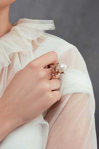Opalina Soulful Jewellery Gold Plated Crystals Elephant Motif Ring at Aza Fashions Opalina Soulful Jewellery_Gold Plated Crystals Elephant Motif Ring _at_Aza_Fashions