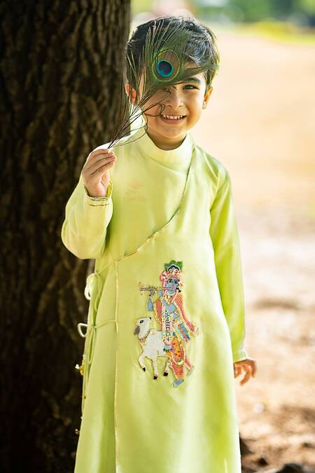 Panchhi By Kanupriya Tibrewala_Green Silk, Cotton Embroidery Nand Kurta Set_Online_at_Aza_Fashions