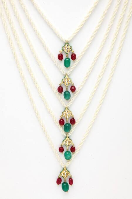 Buy Dugran By Dugristyle Gold Plated Multi Layered Pearl And Kundan Necklace Online at Aza Fashions Buy_Dugran By Dugristyle_Gold Plated Multi Layered Pearl And Kundan Necklace _Online_at_Aza_Fashions