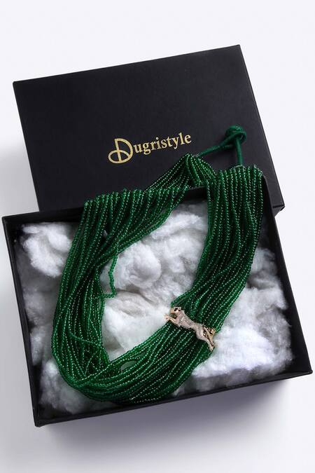 Dugran By Dugristyle Green Animal Motif Faux Emerald Long Necklace Online at Aza Fashions Dugran By Dugristyle_Green Animal Motif Faux Emerald Long Necklace _Online_at_Aza_Fashions