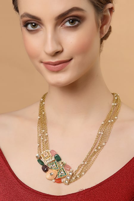 Dugran By Dugristyle Multi Layered Stone Necklace 