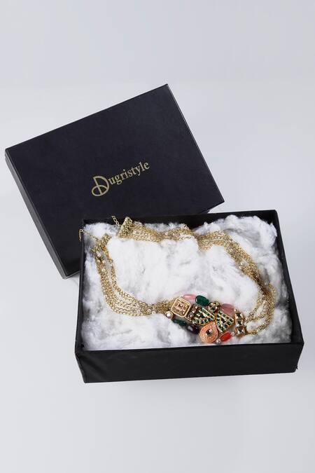 Dugran By Dugristyle_Gold Plated Multi Layered Stone Necklace _Online_at_Aza_Fashions