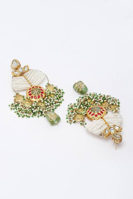 Buy Dugran By Dugristyle Red Pearls, Gota Patti Kundan Embellished Dangler Earrings Online at Aza Fashions Buy_Dugran By Dugristyle_Red Pearls, Gota Patti Kundan Embellished Dangler Earrings _Online_at_Aza_Fashions