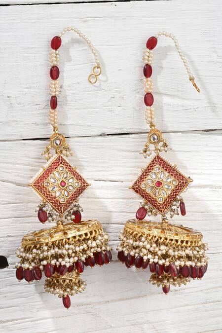 Dugran By Dugristyle Gold Plated Kundan Embellished Jhumkis Online at Aza Fashions Dugran By Dugristyle_Gold Plated Kundan Embellished Jhumkis _Online_at_Aza_Fashions