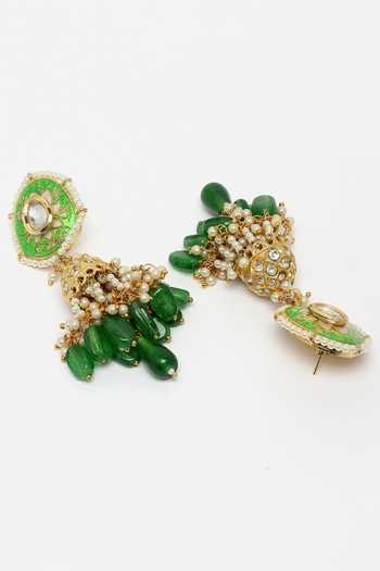 Buy_Dugran By Dugristyle_Gold Plated Kundan Jhumkas With Pearl Drops _Online_at_Aza_Fashions