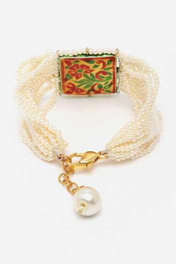 Buy Dugran By Dugristyle Gold Plated Stones Multi Layered Pearl Bracelet Online at Aza Fashions Buy_Dugran By Dugristyle_Gold Plated Stones Multi Layered Pearl Bracelet _Online_at_Aza_Fashions