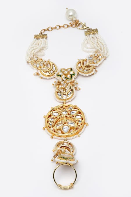 Dugran By Dugristyle Gold Kundan Floral Hathphool 