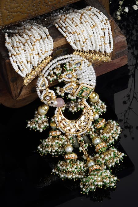 Dugran By Dugristyle Gold Plated Kundan Multi Layered Pendant Necklace Online at Aza Fashions Dugran By Dugristyle_Gold Plated Kundan Multi Layered Pendant Necklace _Online_at_Aza_Fashions