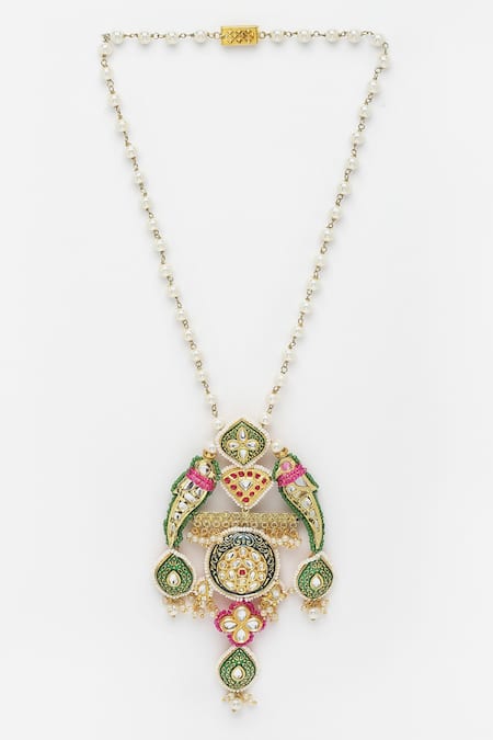 Dugran By Dugristyle Kundan Bird Motif Pendant Necklace 