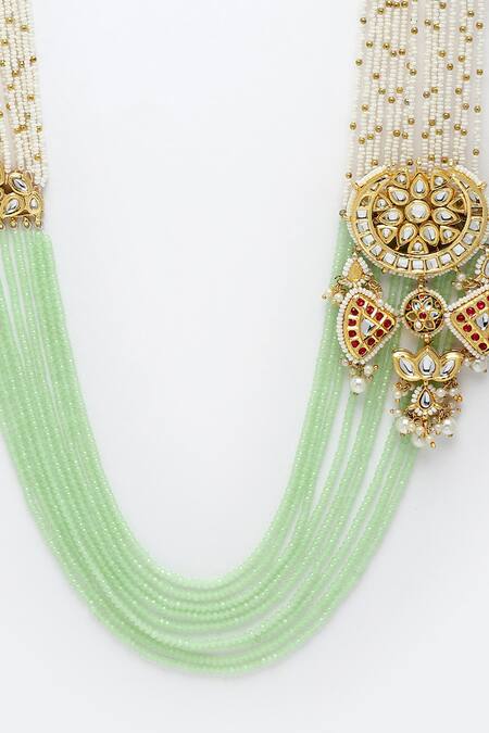 Buy_Dugran By Dugristyle_Gold Plated Multi Layered Kundan Pearl Necklace _Online_at_Aza_Fashions