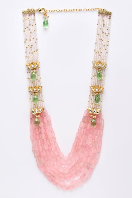 Shop Dugran By Dugristyle Gold Plated Floral Motif Multi Layered Necklace at Aza Fashions Shop_Dugran By Dugristyle_Gold Plated Floral Motif Multi Layered Necklace _at_Aza_Fashions