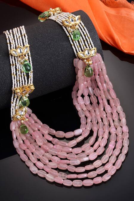 Dugran By Dugristyle Gold Plated Floral Motif Multi Layered Necklace Online at Aza Fashions Dugran By Dugristyle_Gold Plated Floral Motif Multi Layered Necklace _Online_at_Aza_Fashions