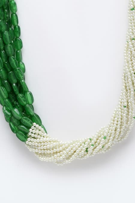 Buy_Dugran By Dugristyle_Gold Plated Twisted Multi Layered Pearl Necklace _Online_at_Aza_Fashions