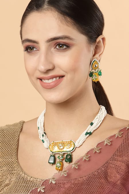 Dugran By Dugristyle Floral Meenakari Necklace Set 