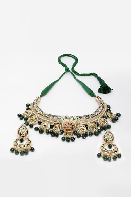 Dugran By Dugristyle Floral Meenakari Necklace Set 
