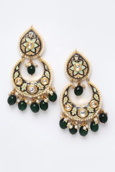 Dugran By Dugristyle Blue Pearls, Fabric Flowers, Stones Floral Meenakari Necklace Set Online at Aza Fashions Dugran By Dugristyle_Blue Pearls, Fabric Flowers, Stones Floral Meenakari Necklace Set _Online_at_Aza_Fashions