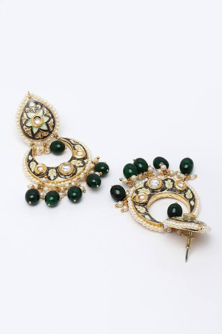 Shop Dugran By Dugristyle Blue Pearls, Fabric Flowers, Stones Floral Meenakari Necklace Set Online at Aza Fashions Shop_Dugran By Dugristyle_Blue Pearls, Fabric Flowers, Stones Floral Meenakari Necklace Set _Online_at_Aza_Fashions