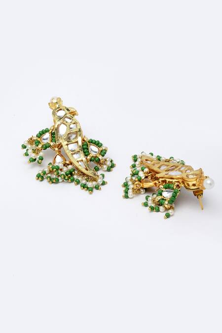 Dugran By Dugristyle_Multi Color Pearls, Lace, Stones Kundan Bird Motif Choker Set_Online_at_Aza_Fashions