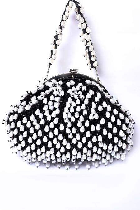 Buy_Samyukta Singhania_Black Embroidered Pearl Potli Bag_Online_at_Aza_Fashions