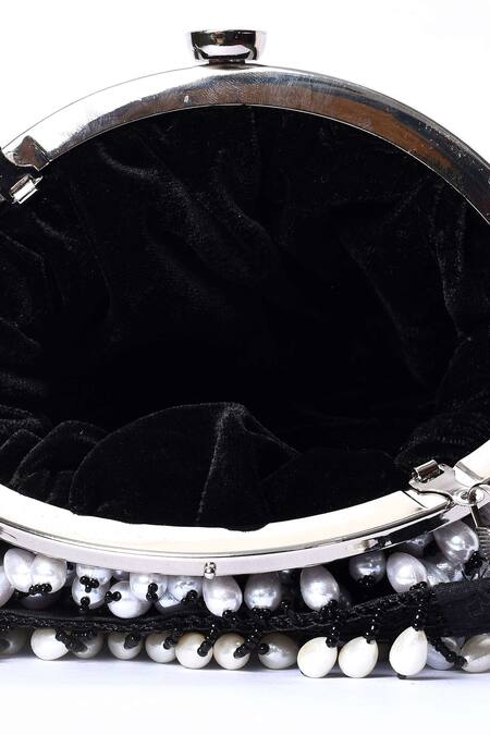 Shop_Samyukta Singhania_Black Embroidered Pearl Potli Bag_Online_at_Aza_Fashions