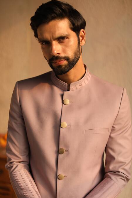 Buy Philocaly Purple 100% Perennial Wool Kaleido Pintuck Bandhgala Online at Aza Fashions Buy_Philocaly_Purple 100% Perennial Wool Kaleido Pintuck Bandhgala _Online_at_Aza_Fashions