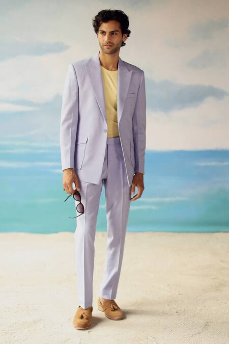 Shop Philocaly Purple 100% Perennial Wool Viola Blazer at Aza Fashions Shop_Philocaly_Purple 100% Perennial Wool Viola Blazer_at_Aza_Fashions