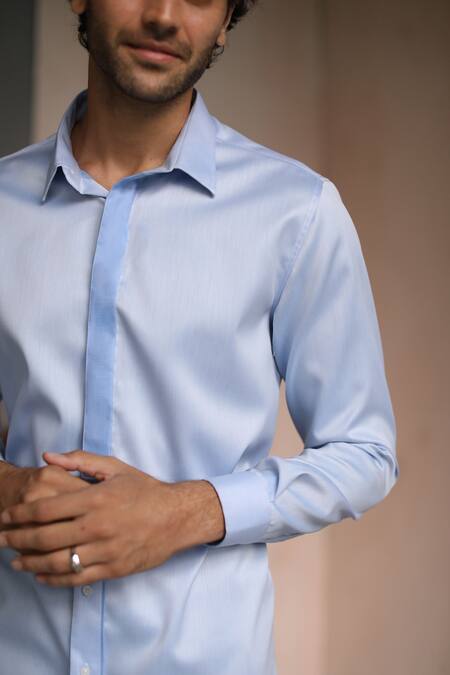 Buy Philocaly Blue 100% Cotton Horus Shirt Online at Aza Fashions Buy_Philocaly_Blue 100% Cotton Horus Shirt_Online_at_Aza_Fashions