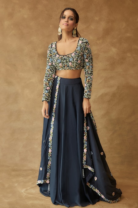 Navy Blue Engagement Designer Lehenga Choli