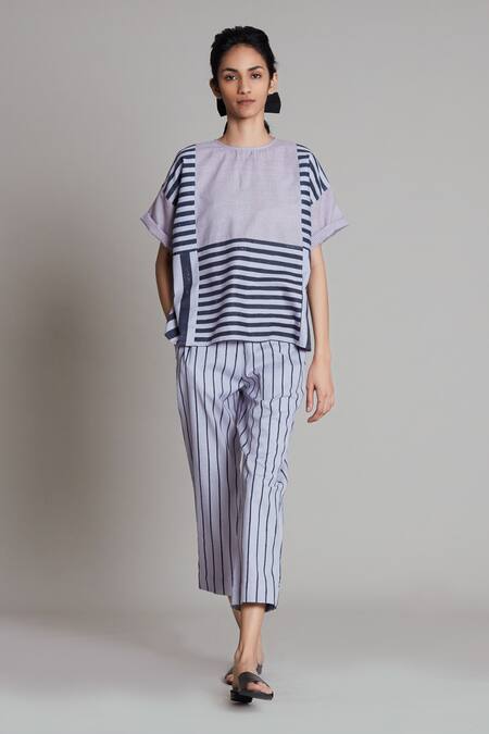 MATI_Purple Cotton Round Lakeerein Ekin Top_Online_at_Aza_Fashions