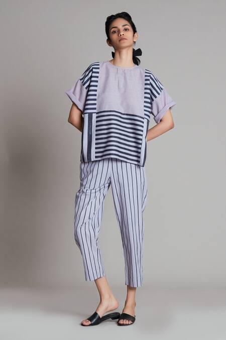 Buy_MATI_Purple Cotton Round Lakeerein Ekin Top_Online_at_Aza_Fashions