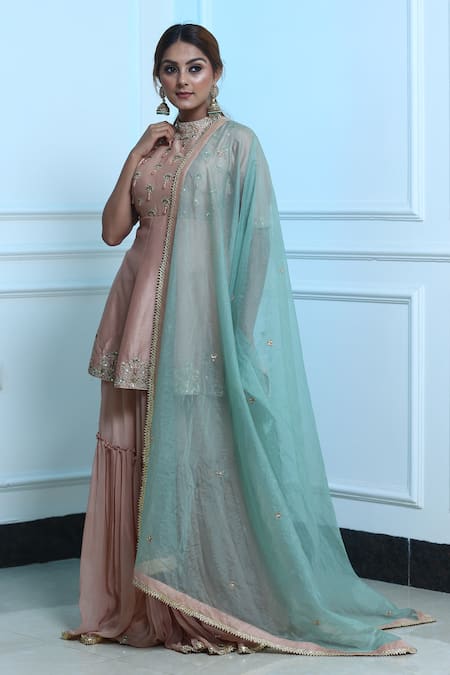 Sangeeta Swati Embroidered Kurta Lehenga Set 